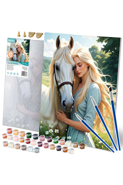 Massido Set pictura pe numere pentru copii/adulti 40x50cm Horse and woman cu ...