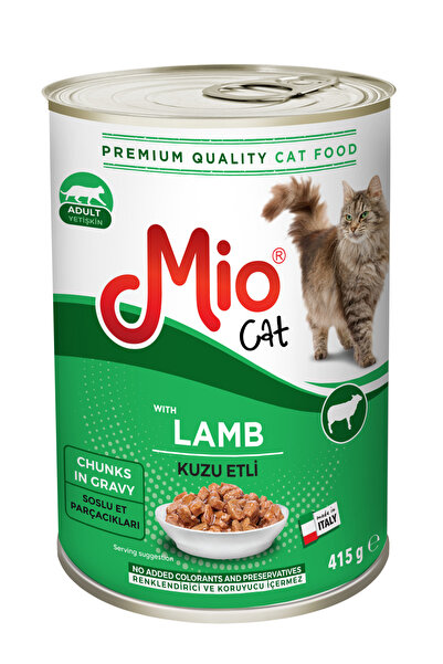 MİO Kedi Konserve - Yaş Mama - 415 gr Kedi - Kuzu Etli x 15 adet