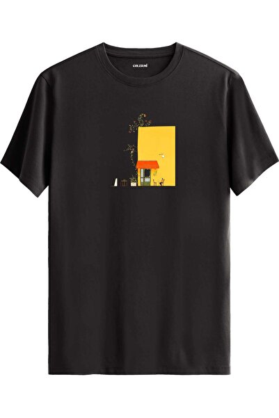 Colermi Yellow Cafe Illustration Printed T-Shirt