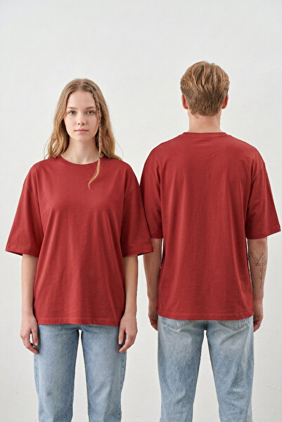 Kırmızı Oversize T-Shirt %100 Pamuk Süprem Unisex Baskıya Uygun Basic Tişört
