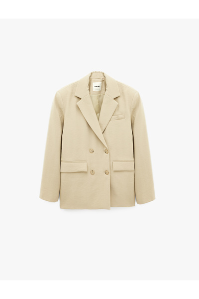 Koton Long Sleeve Buttoned Double-Breasted Oversized Blazer Jacket with Pockets