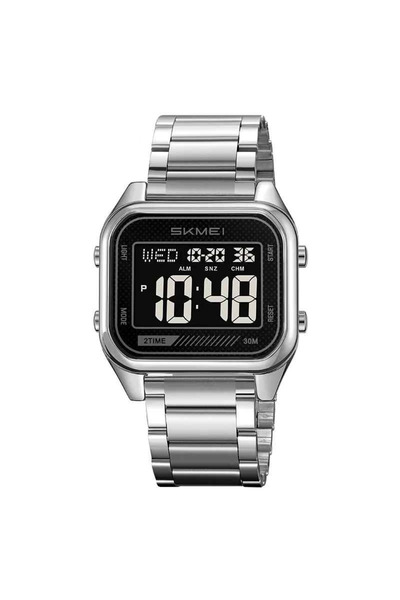 Skmei Ceas Digital 2133 Argintiu – Brățară din Oțel Inoxidabil, Rezistent la ...