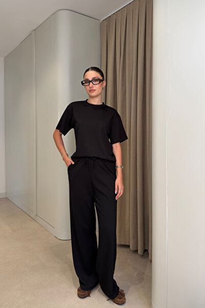 MAGARDE Short Sleeve Imported Fabric Basic Set - Black