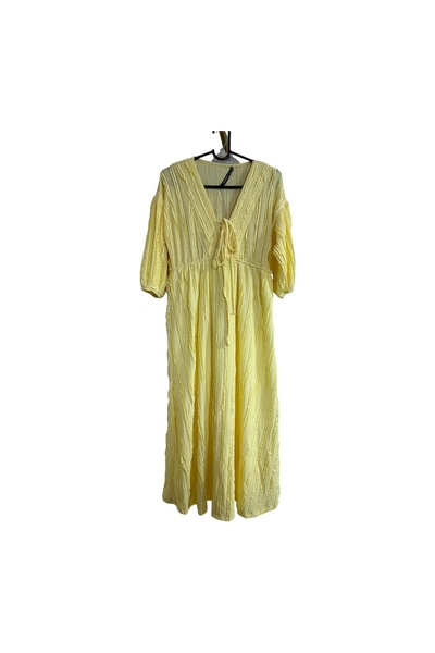 Butik Lena SARI V YAKA KADIN ELBİSE