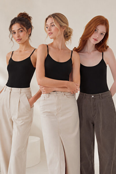 Loule Women's 3-Piece Modal & Cotton Thin Strap Flexible Basic Undershirt - 3...