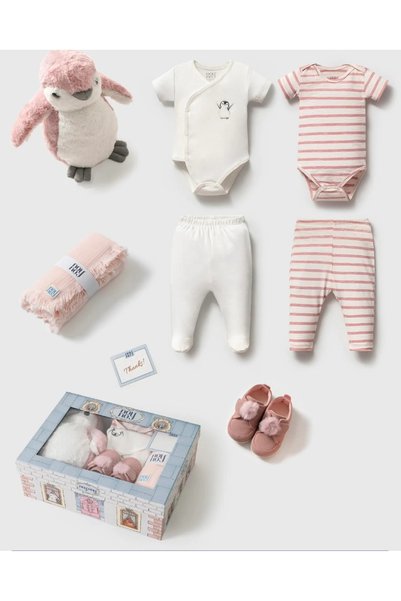 Momercy Baby Girl 7-Piece Newborn Luxury Penguin Toy Boxed Gift Set