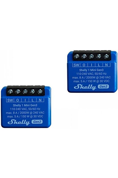 Shelly Μίνι Gen3 Έξυπνος Διακόπτης Ενδιάμεσης Σύνδεσης Wi-Fi & Bluetooth σε Μ...
