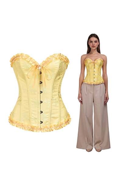 OEM Corsetul de damă Top modelator din dantelă sexy elegant galben M