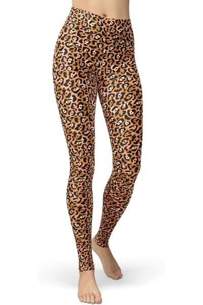 OEM Colanți Dama Maro Leopard Print Talie Înaltă Confortabil Mărimea S