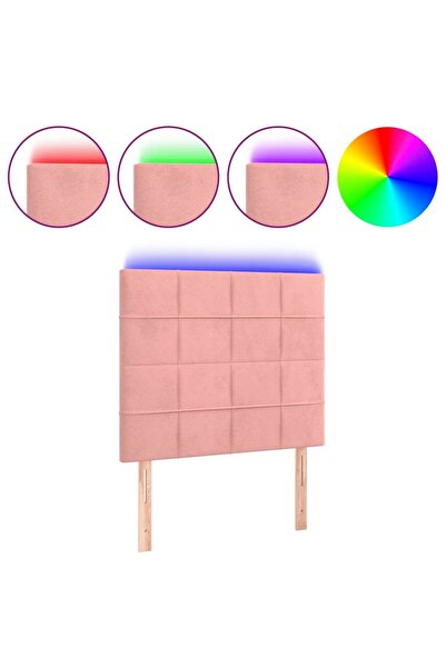 vidaxl Tăblie de pat cu LED, roz, 100x5x118/128 cm, catifea