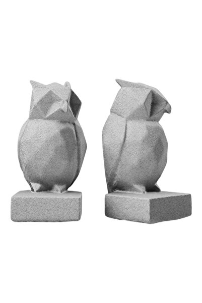 OEM Figurine Suporturi pentru Cărți, Bufnițe Moderne, Gri, 16 cm, 2 buc