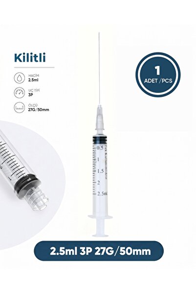 Genject 02,5 ml. , 3 Parçalı , 27G (0.41mm.), 40mm, Gri İğneli Dental Şırınga...