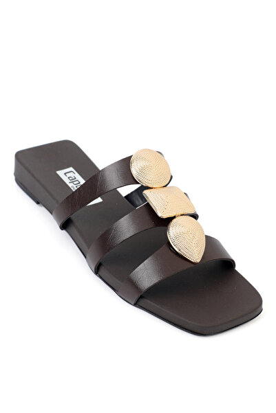 Capone Outfitters Rebekah Flat-Toe Comfortable Women's Slippers with Metal Ac...