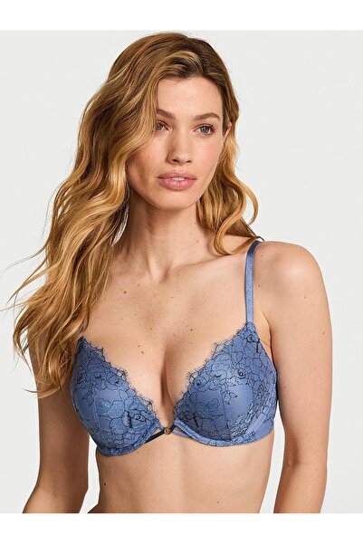 Victoria's Secret Bombshell İki Beden Büyük Gösteren Denim Dantelli Push-Up S...
