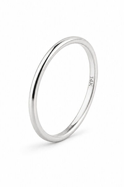 KAIROS JEWELRY 14 Ayar Beyaz Altın İnce Alyans Yüzük