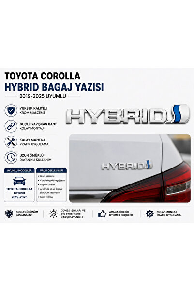 İthal Toyota Corolla Hybrid Bagaj Yazısı Amblemi Krom 2019-2025 Uyumlu