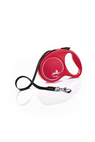 Flexi Lesa retractabila Flexi, rosie, rezistenta, lungime 5 m, pentru caini c...