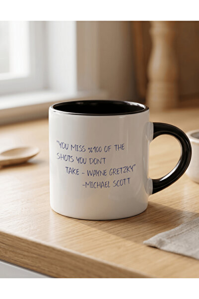 buzagi tasarım ürünleri The Office 180 ml Beyaz Siyah Kahve Kupası