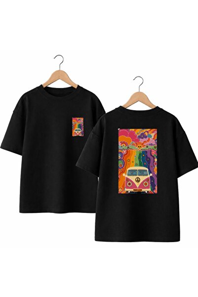 playwear Rainbow Vosvos Back and Front Chest Printed 100% Cotton Oversize Loo...