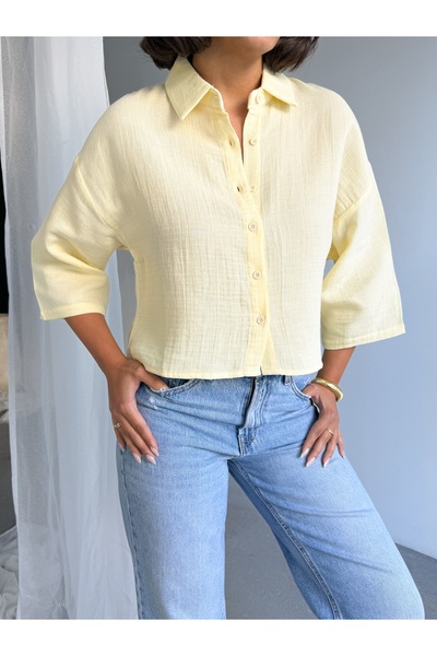 CrepTekstil Γυναικείο πουκάμισο μουσελίνας Crep – 100% βαμβακερό πουκάμισο, ά...