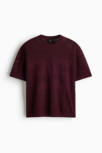 H&M Relaxed Fit Boxy hole-knit T-shirt