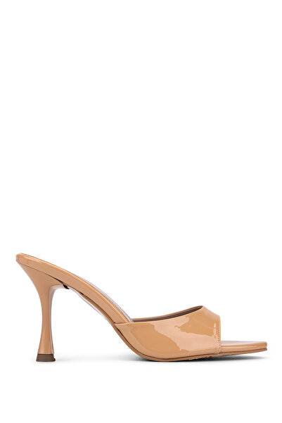 Tamer Tanca Women's Faux Leather Beige Heeled Slippers