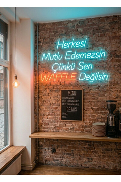 dekoraven "Herkesi Mutlu Edemezsin Çünkü Sen Waffle Değilsin" Neon Led Tabela...