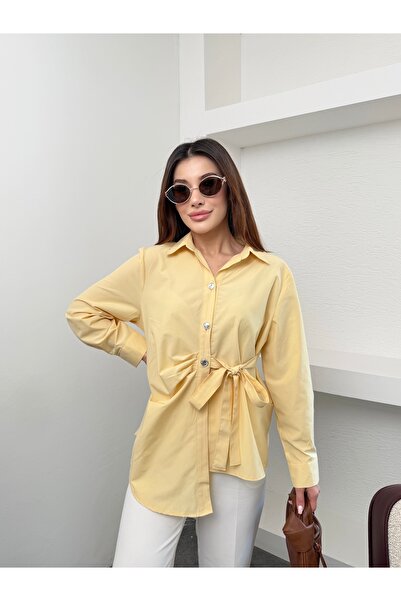 MiraMore Butik Belden Bağlamalı Kadın Gömlek