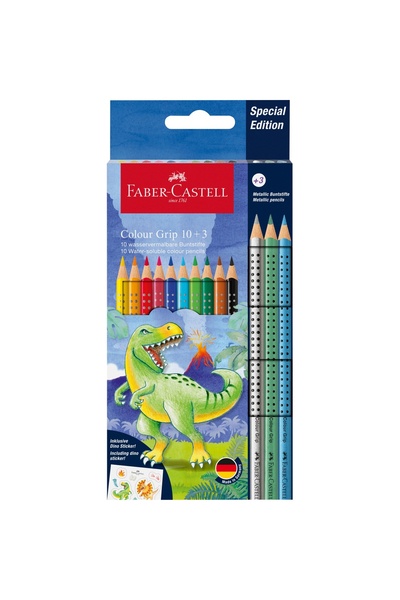 Faber Castell Creioane colorate Faber-Castell 10 + 3 Cul Grip 2001 cu dinozauri