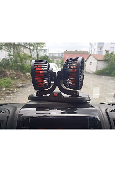 Universal Araç İçi Vantilatör 360° Dönebilen Çift Başlıklı Çakmaklı Girişli 12V
