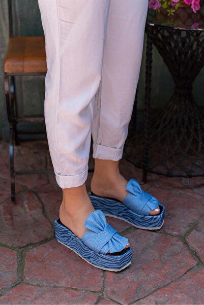 Mellita Stella Dolgu Taban Terlik Zebra Denim