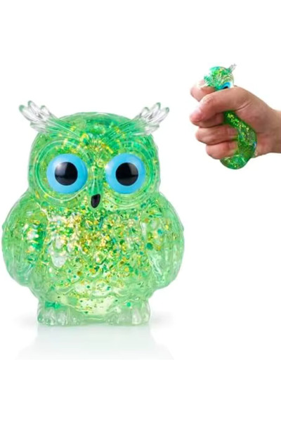 UĞURDAN Simli Baykuş Sukuşi Oyuncak Yumuşak Sıkma Oyuncağı Squishy Stres Gide...
