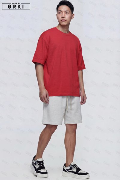 EFFRENATU Plus Size Unisex Oversize T-Shirt Gray Shorts Set