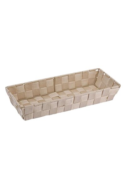 OEM Coș depozitare împletit tip ratan bej, organizator decorativ, 26x14x6cm