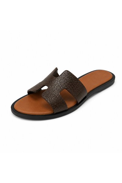 RAPA Women's Brown H-Cut Slippers Comfortable Flat Sole Summer Casual Slippers