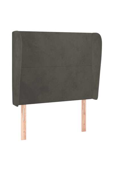 vidaxl Tăblie de pat cu aripioare gri închis 83x23x118/128 cm catifea