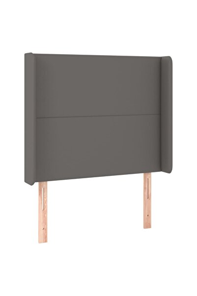 vidaxl Tăblie de pat cu aripioare, gri , 83x16x118/128 cm, piele