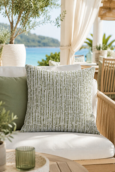 FULY CONSEPT غطاء وسادة 43x43 من CoastWeave باللون الأخضر المائل للرمادي ذو م...