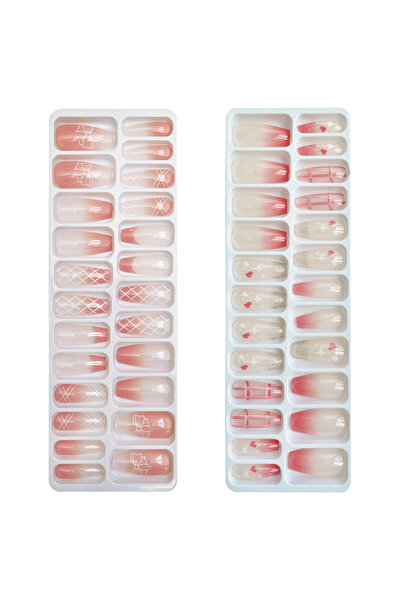 duoguo Set Unghii False, Duoguo, Soft Ombre, Press on, 48 buc, 2 modele, Reut...