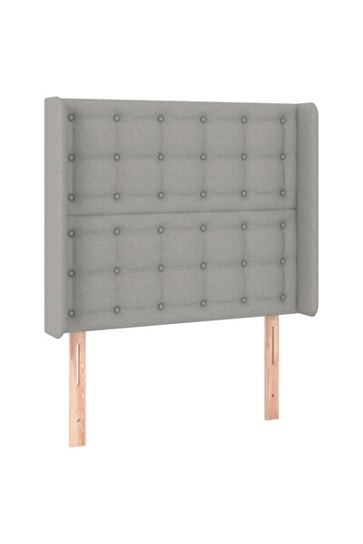 vidaxl Tăblie de pat cu aripioare gri deschis 83x16x118/128 cm textil