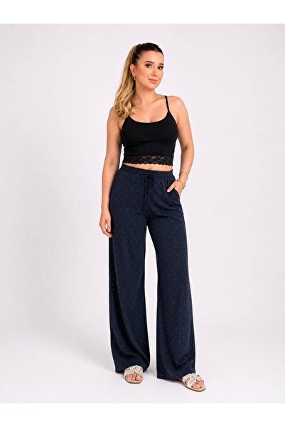 MY TEKSTİL Starlight Taş Detaylı Tencel Pantolon