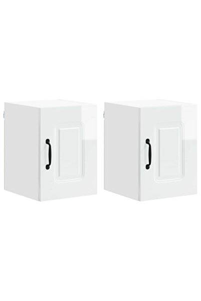 vidaxl Dulap de bucătărie Kalmar 2 pcs Alb lucios 30 x 31 x 40 cm