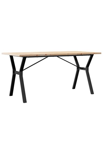 vidaxl Masă bucătărie, cadru Y, 160x80x75,5 cm lemn masiv pin și Oţel