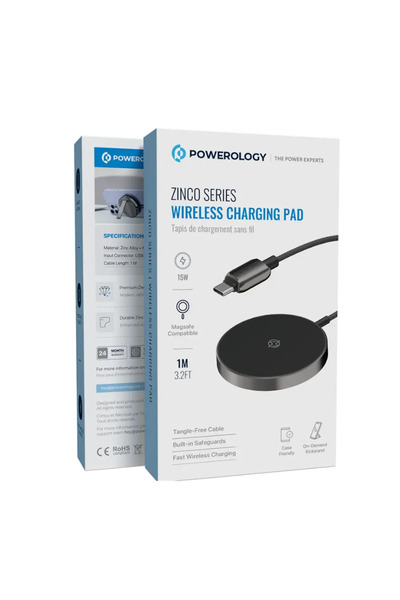 Powerology Zinco Series Wireless Charging Pad Dark Gray