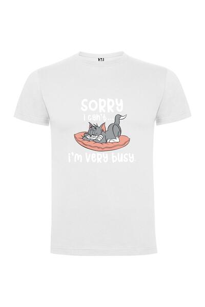 iLovePrints Pillow-Sorry, Busy-Kitty Life Tshirt