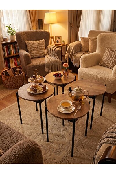 TA-Homes Dolunay Yuvarlak Sehpa 4lü