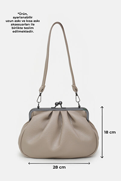 Maslan Bags Women's Mink Fur Detailed Hand, Arm and Shoulder Bag 28X18