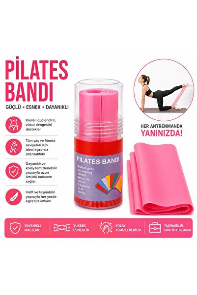 BuradaBuldun Pilates Bandı Direnç Lastiği Pembe Yoga Egzersiz Fitness Esneme ...