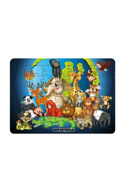 Utku Oyuncak LC073 ORTA BOY FRAME BOYAMALI PUZZLE - Dünya Kurtarıcıları