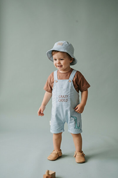 zumino Baby Boy Summer Hat and Salopet 3-Piece Set